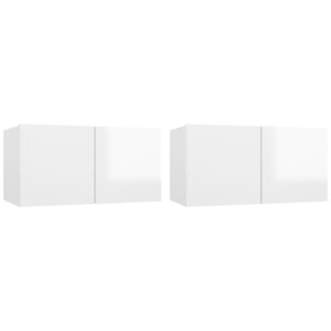 vidaXL Meubles TV suspendus 2 Pièces Blanc brillant 60x30x30 cm