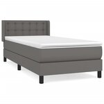 vidaXL Lit à sommier tapissier avec matelas Gris 80x200 cm Similicuir