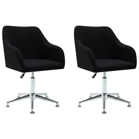 vidaXL Chaises pivotantes à manger lot de 2 noir tissu