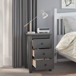 vidaXL Tables de chevet 2 Pièces Gris 40x35x61 5 cm Bois de pin massif