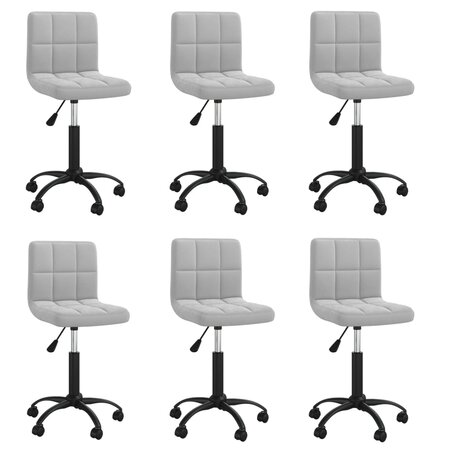 vidaXL Chaises pivotantes à manger lot de 6 gris clair velours