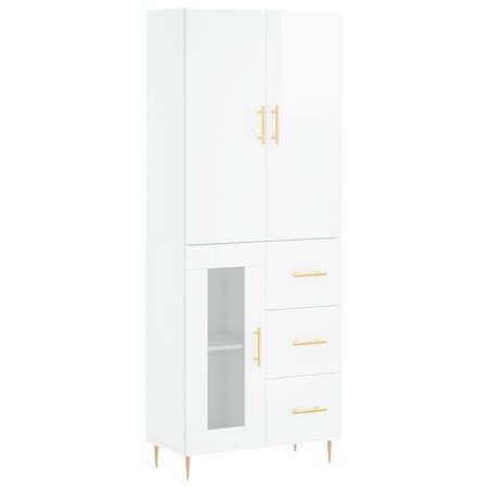 vidaXL Buffet haut Blanc brillant 69 5x34x180 cm Bois d'ingénierie