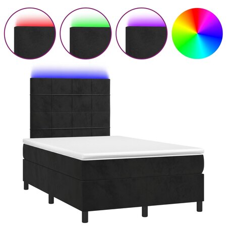 vidaXL Sommier tapissier avec matelas et LED Noir 120 x 200 cm Velours