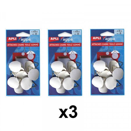 Lot de 3 sachets de 10 attaches cadre toile gomme - apli