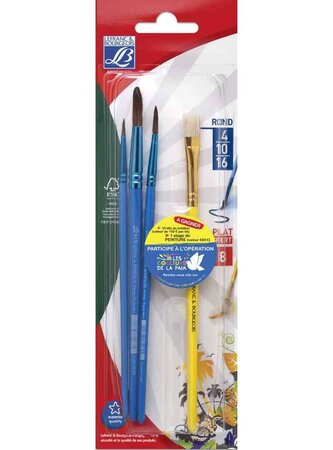Lot de 3 pinceaux pony + 1 brosse n°8 lefranc bourgeois
