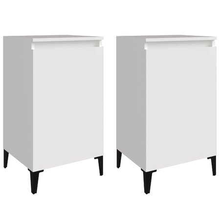 vidaXL Tables de chevet 2Pièces blanc brillant 40x35x70cm bois ingénierie