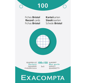 Étui De 100 Fiches - Bristol Quadrillé 5x5 Perforé 100x150mm - Blanc - X 10 - Exacompta