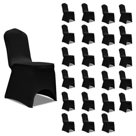 vidaXL Housses élastiques de chaise Noir 24 Pièces