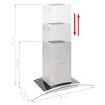 vidaXL Hotte îlot 90 cm Acier inoxydable 756 m³/h LED