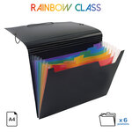 Trieur accordéon Rainbow Class - 6 compartiments - Format A4