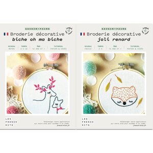 Coffrets 2 Broderies décoratives - Déco enfant Forêt - Renard et Biche