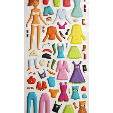 Autocollants réutilisables - Relief 3D - Vêtements Fille