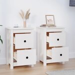 vidaXL Tables de chevet 2 Pièces Blanc 40x35x61 5 cm Bois de pin massif