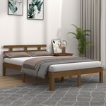 vidaXL Cadre de lit Marron miel Bois massif 135x190 cm Double