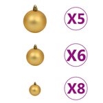 vidaXL Arbre de Noël artificiel pré-éclairé/boules argenté 150 cm PET
