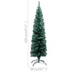 vidaXL Sapin de Noël artificiel mince avec support vert 120 cm PVC