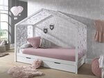 Dallas Lit ZH 90X200cm Blanc + Tente textile papillon + lit gigogne
