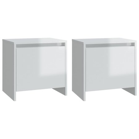 vidaXL Tables de chevet 2 Pièces Blanc brillant 45x34x44 5 cm Aggloméré