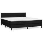 vidaXL Lit à sommier tapissier avec matelas Noir 180x200 cm Tissu