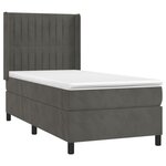 vidaXL Sommier tapissier matelas et LED Gris foncé 100x200 cm Velours