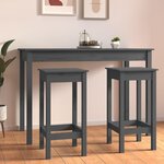 vidaXL Chaises de bar lot de 2 gris 40x40x78 cm bois de pin solide