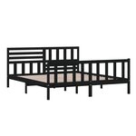 vidaXL Cadre de lit Noir Bois massif 180x200 cm Super King