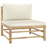 vidaXL Salon de jardin 6 Pièces avec coussins blanc crème Bambou