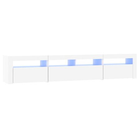 vidaXL Meuble TV avec lumières LED Blanc 210x35x40 cm