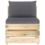 vidaXL Salon de jardin 9 Pièces avec coussins Bois imprégné de vert