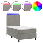 vidaXL Sommier tapissier matelas et LED Gris clair 100x200 cm Velours
