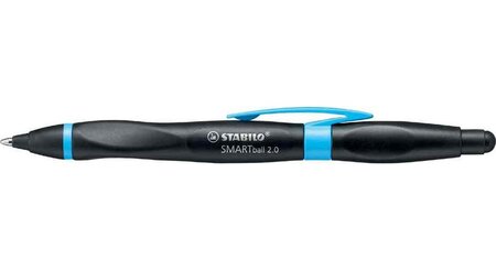 Stylo bille ergonomique stylet smartball 2.0 droitier noir / bleu encre bleue stabilo
