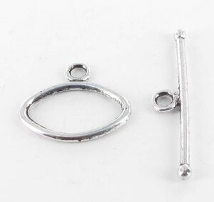 Fermoir toggle Argenté 32x18 mm (10 pièces)