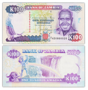Billet de Collection 100 Kwacha 1991 Zambie - Neuf - P34a