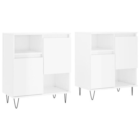 vidaXL Buffets 2 Pièces blanc brillant bois d'ingénierie