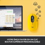 Souris sans fil logitech pop mouse avec emojis personnalisables  bluetooth  usb  multidispositifs - jaune