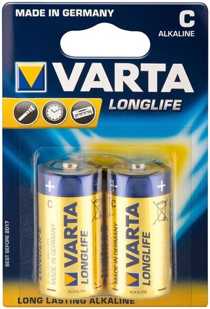Blister de 2 piles longlife extra 4114 baby c lr14 varta