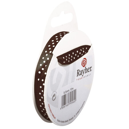 Ruban satin à pois Brun foncé 9 5 mm 10 m