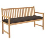 vidaXL Banc de jardin avec coussin taupe 150 cm Bois de teck massif