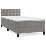 vidaXL Lit à sommier tapissier et matelas Gris clair 100x200cm Velours