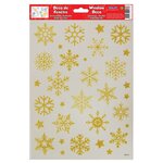 Décoration de fenêtre électrostatique Noël - Flocons de Neige dorés