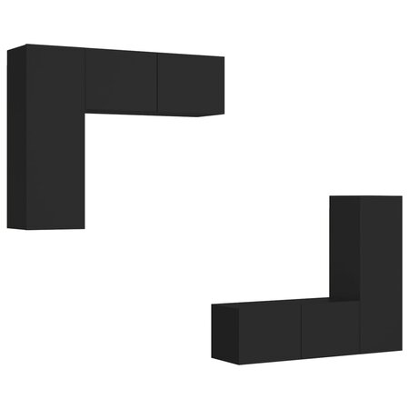 vidaXL Ensemble de meubles TV 4 Pièces Noir Aggloméré
