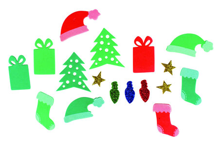 Stickers en mousse Noel 1 5 à 4 5cm 74 pièces
