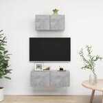 vidaXL Ensemble de meuble TV 2 Pièces Gris béton Aggloméré