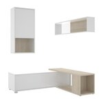 Meuble TV extensible - Classique - Panneau de particules revetement mélaminé - Chene naturel et blanc - L 230 x P 41 x H 180 cm