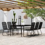 vidaXL Ensemble de salle à manger de jardin 7 Pièces Noir