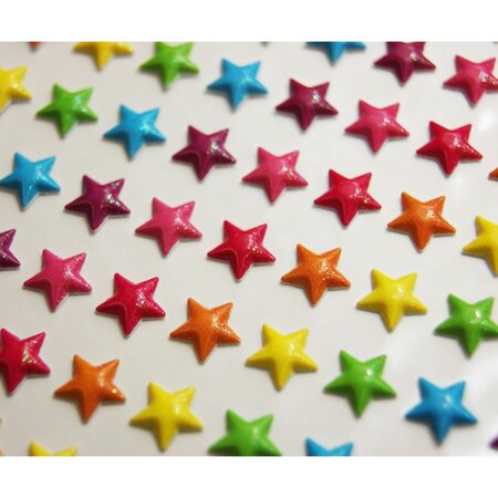133 Autocollants - Relief 3D - étoiles multicolores - Paillettes