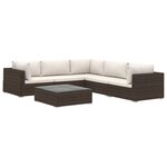 vidaXL Salon de jardin 6 Pièces avec coussins Résine tressée Marron