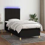 vidaXL Sommier tapissier avec matelas et LED Noir 90x200 cm Tissu