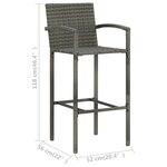 vidaXL Jeu de bar de jardin 5 Pièces avec accoudoirs Résine tressée Gris