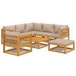 vidaXL Salon de jardin 8 Pièces avec coussins taupe bois massif